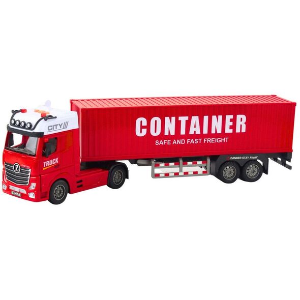 Ciężarówka Transportowa Z Kontenerem Światła Dźwięki Czerwona LEAN Toys