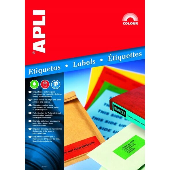 Apli Etykiety kolorowe APLI, 70x37mm, zaokrąglone, zielone, 20 ark.