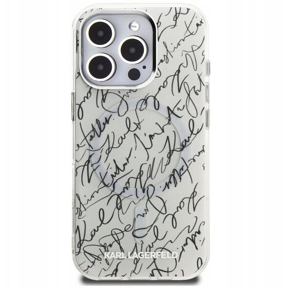 Karl Lagerfeld IML Karl Script Pattern MagSafe - Etui iPhone 16 Pro Max (biały)