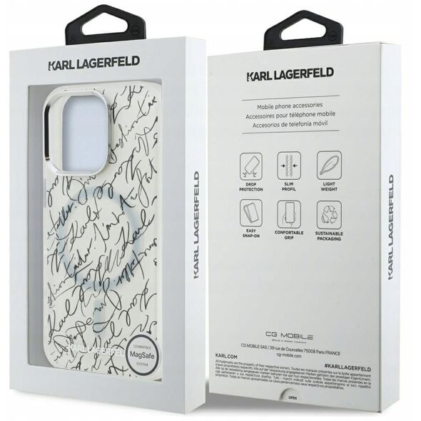 Karl Lagerfeld IML Karl Script Pattern MagSafe - Etui iPhone 16 Pro Max (biały)
