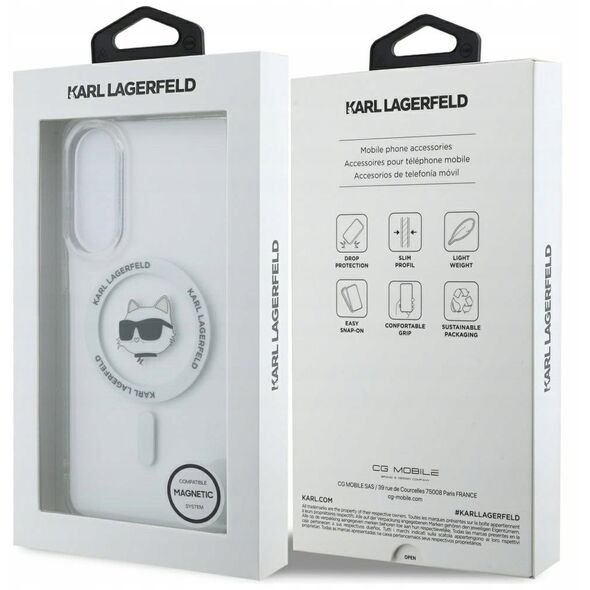 Karl Lagerfeld Button Choupette Head Printed Logo MagSafe - Etui Samsung Galaxy S25 Edge (biały)