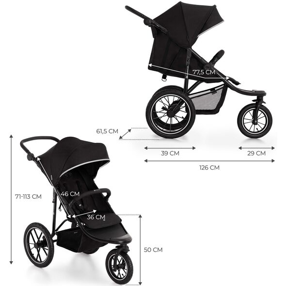 Sportinis vežimėlis Kinderkraft Helsi 2, Black