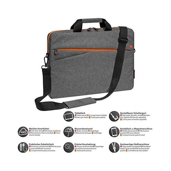 Torba Pedea Torba na laptopa PEDEA Modna torba na laptopa do 17,3 cala (43,9 cm) Torba na ramię z paskiem na ramię, szaro-pomarańczowa