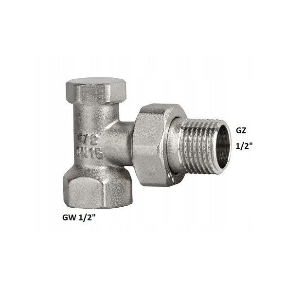 Diamond zawór grzejnikowy kątowy niklowany odcinający 1/2" ART.65-1/2.OK