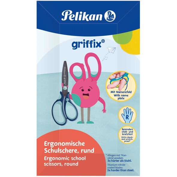 Ψαλίδι Σχολικό Pelikan griffix Δεξιόχειρες Στρογγυλό 14cm Μπλε