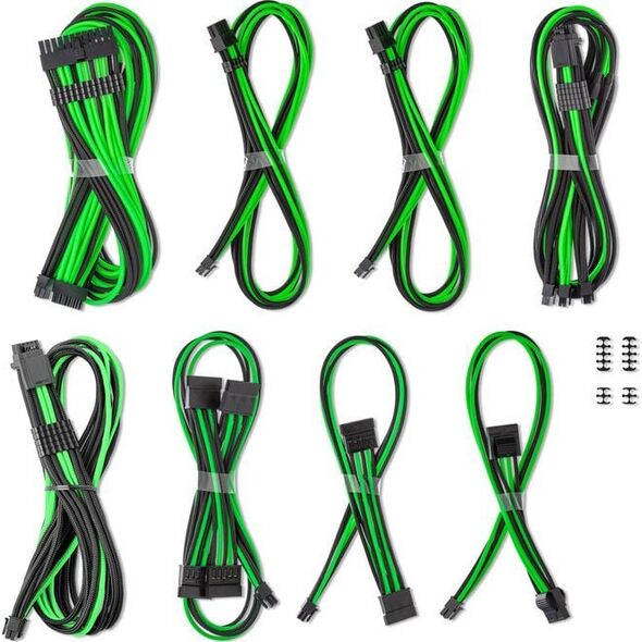 CableMod C-Series Pro ModMesh Sleeved 12V-2x6 12VHPWR Dual StealthSense Cable Kit for Corsair RMi, RMx (Black Label) - schwarz/hell grn