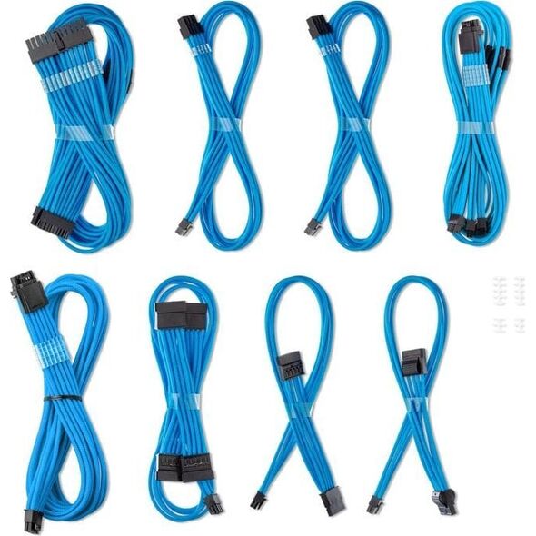 CableMod C-Series Pro ModMesh Sleeved 12V-2x6 12VHPWR Dual StealthSense Cable Kit for Corsair RMi, RMx (Black Label) - hell blau