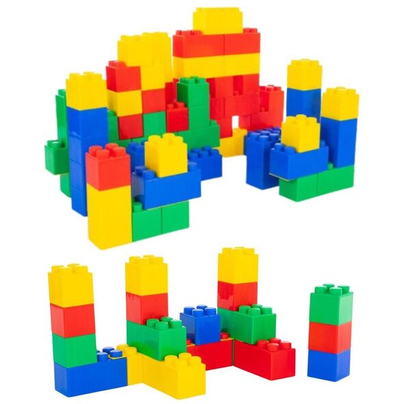 Zestaw Duże Klocki Konstrukcyjne W Torbie Kolorowe 28,5x9x9 cm 12el.