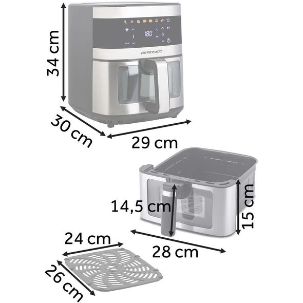 Frytkownica beztłuszczowa Air fryer Berdsen BD-656 srebrna