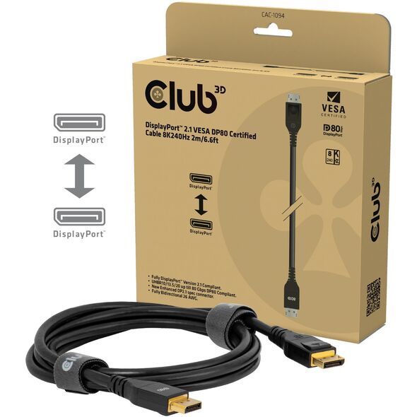 Club 3D DP-Kabel 2.1 DP80 zertifiziert 10K/8K/4K St/St retail - Kabel (CAC-1094)