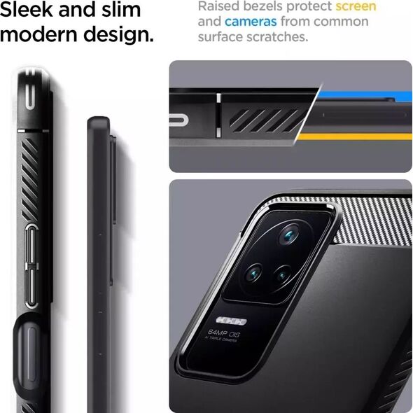 Spigen Etui Spigen Rugged Armor POCO F4 Μαύρο Ματ