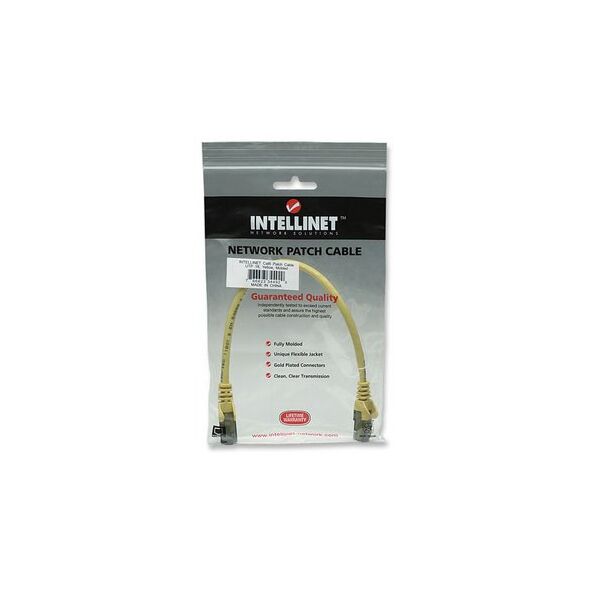Patchcord Cat6 UTP 0,3m 100% CU żółty