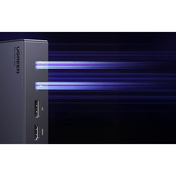 Stacja dokująca 13w1 Ugreen Revodok Max 313 Thunderbolt 4 do 2x USB 3.0, USB 3.2, USB-C 3.2, HDMI 2.1, DisplayPort 1.4, SD/microSD, RJ45, AUX 3.5mm, PD 140W