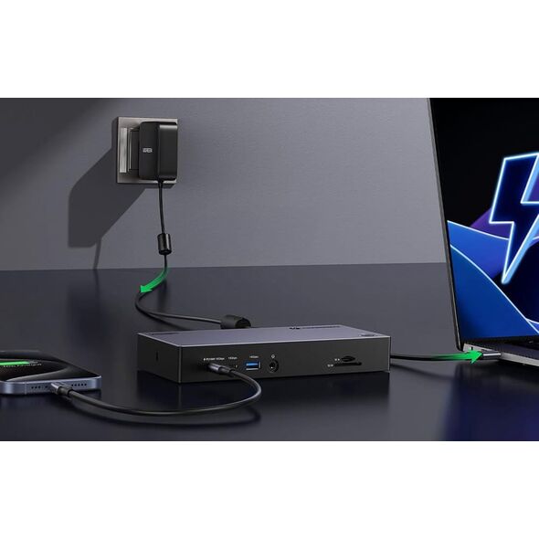 Stacja dokująca 13w1 Ugreen Revodok Max 313 Thunderbolt 4 do 2x USB 3.0, USB 3.2, USB-C 3.2, HDMI 2.1, DisplayPort 1.4, SD/microSD, RJ45, AUX 3.5mm, PD 140W