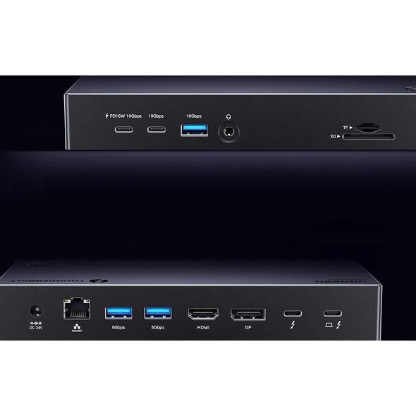 Stacja dokująca 13w1 Ugreen Revodok Max 313 Thunderbolt 4 do 2x USB 3.0, USB 3.2, USB-C 3.2, HDMI 2.1, DisplayPort 1.4, SD/microSD, RJ45, AUX 3.5mm, PD 140W