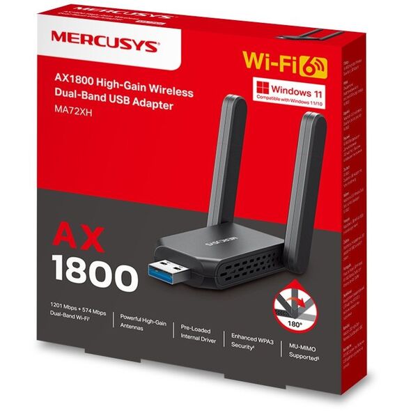 Mercusys MA72XH AX1800 Υψηλής Απόδοσης WLAN Dual-Band USB Adapter