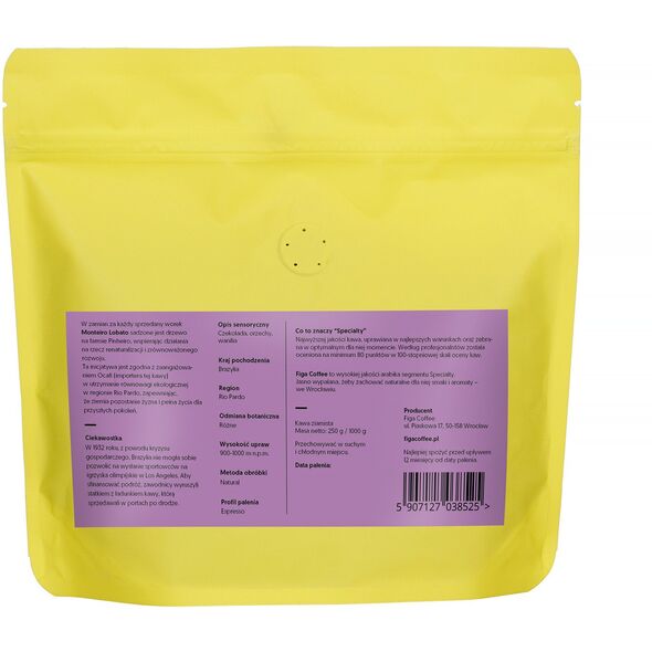 Figa Coffee - kawa ziarnista Brazylia Monteiro Lobato Natural Espresso 250 g