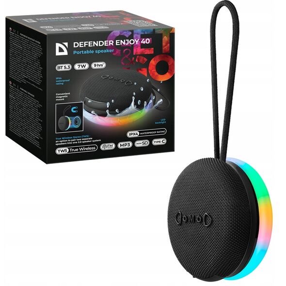 Głośnik Defender Enjoy 40 Bluetooth 7W BT/LED/TF/MP3/TWS/magnes