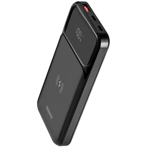 SAVIO BA-09 POWERBANK 10000 mAh, czarny, ładowanie indukcyjne
