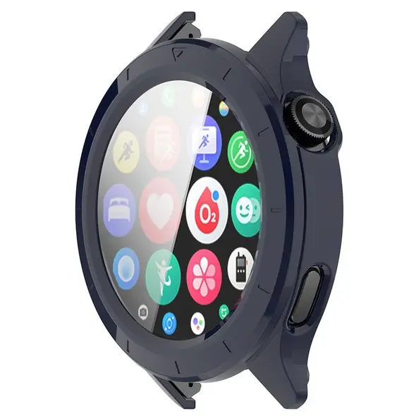 Etui ze szkłem do zegarka Bizon Case+Glass Watch do Xiaomi Watch S4 niebieskie