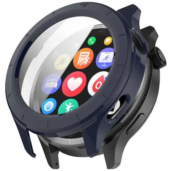 Etui ze szkłem do zegarka Bizon Case+Glass Watch do Xiaomi Watch S4 niebieskie