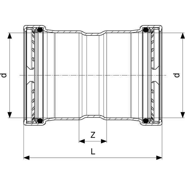 VIEGA Inox μούφα 88,9 mmINOX, ανοξείδωτο ατσάλι, SC-Contur
