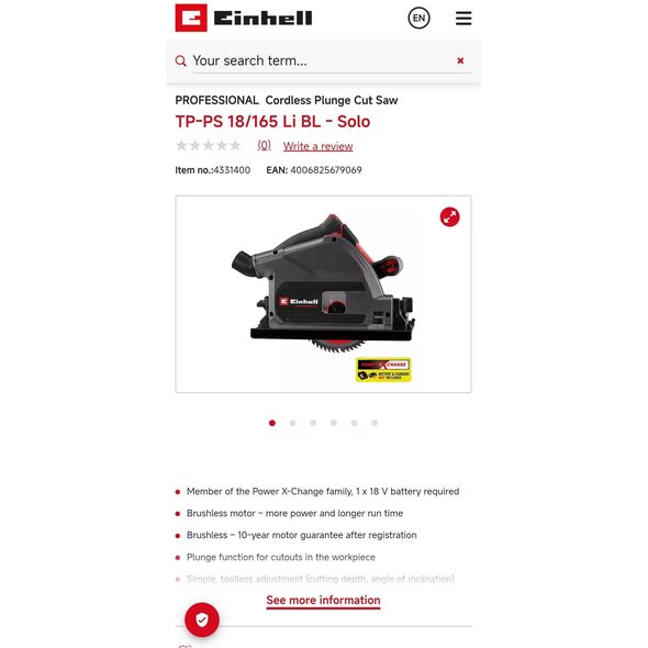 EINHELL PILARKO-ZAGŁĘBIARKA TP-PS 18/165 Li BL