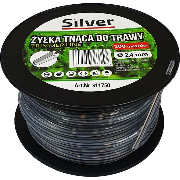 Silver ŻYŁKA TNĄCA 2,4x100m KWADRAT DUO-LINE /SILVER EX11750