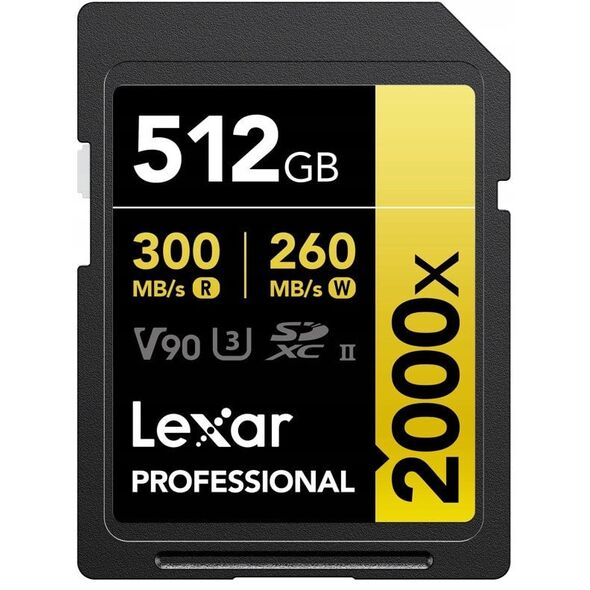 Lexar SDXC Pro 2000X UHS-II U3 R300/W260 (V90) 512GB