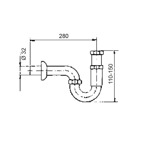 Syfon KFA rurowy 5/4" DN32 chrom (604-454-00)