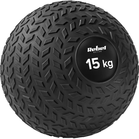 Mała piłka lekarska do ćwiczeń rehabilitacyjna Slam Ball 23cm 15kg, REBEL ACTIVE