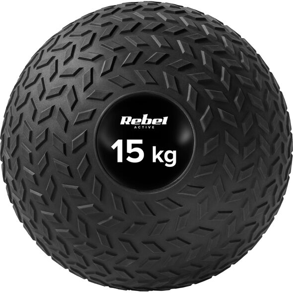 Mała piłka lekarska do ćwiczeń rehabilitacyjna Slam Ball 23cm 15kg, REBEL ACTIVE