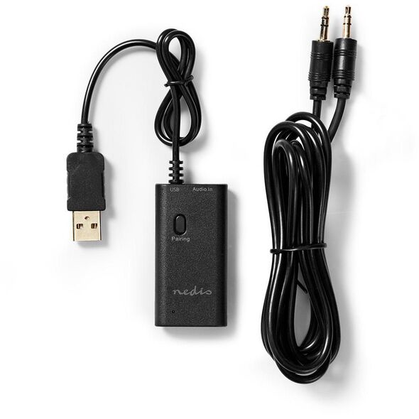 Nadajnik Bluetooth Nedis BTTR050BK AUX/USB SBC Do 1 urządzenia Czarny