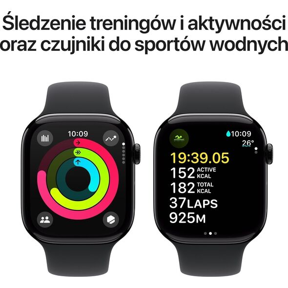 Išmanusis laikrodis Apple Watch Series 10 GPS + Cellular 46mm Jet Black Aluminium Case with Black Sport Band - M/L