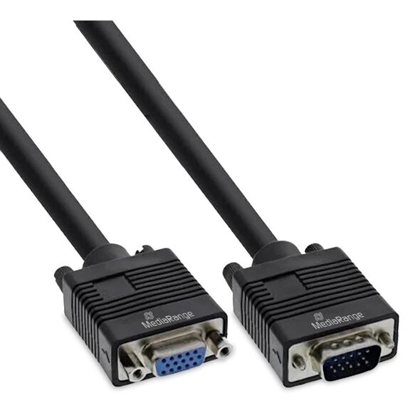MediaRange VGA extension cable, VGA (HD15) plug to socket, 2m Cable Length, Black (MRCS249) έως 12 άτοκες Δόσεις