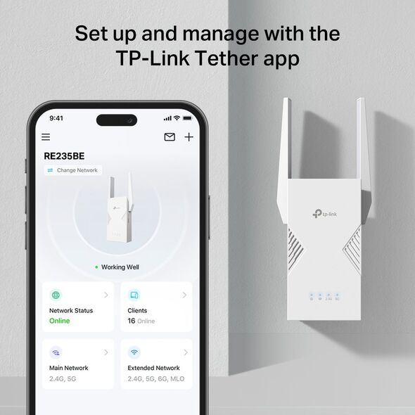 TP-Link RE235BE BE3600 Dual-Band Wi-Fi 7 WLAN Repeater