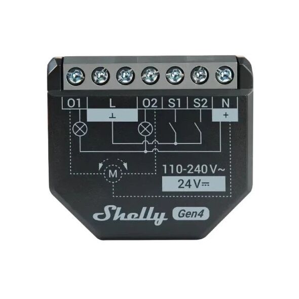 Shelly Relais "2PM Gen4" WLAN max. 16A 2 Kanäle BT Matter Zigbee Messfunktion Unterputz