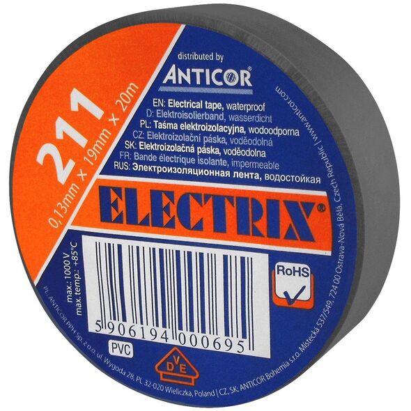 Anticor Taśma elektroizolacyjna PCW szara 19mm 20m