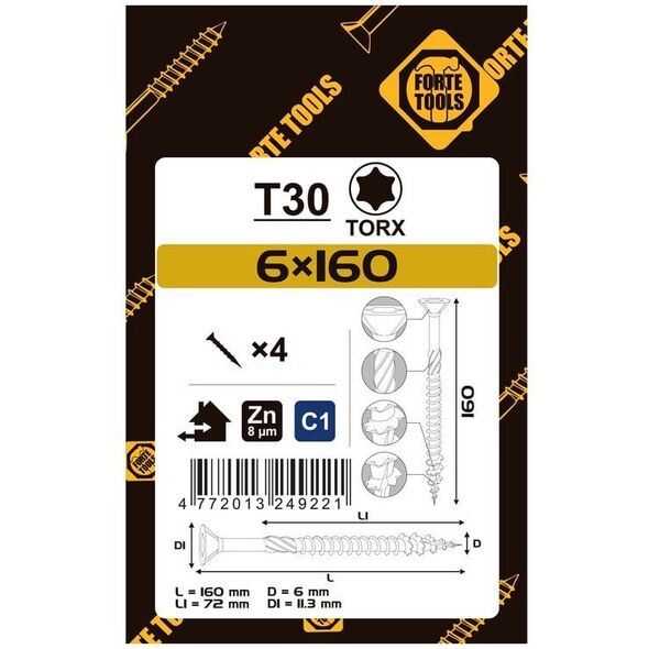 ΒΙΔΑ ΓΙΑ ΝΟΒΟΠΑΝ T30 6.0X160/72 ΛΕΥΚΟ ZN4PCS