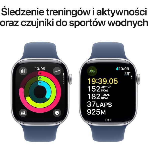 APPLE Watch Series 10 GPS 46mm Silver Aluminium CaSE, with Denim Sport Band - M/L