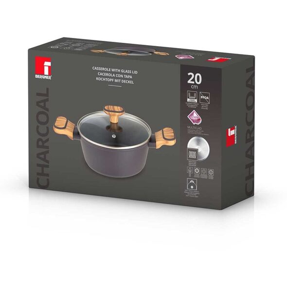 GARNEK MULTICLAD 20cm Z POKRYWĄ BERGNER BG-56036 CHARCOAL