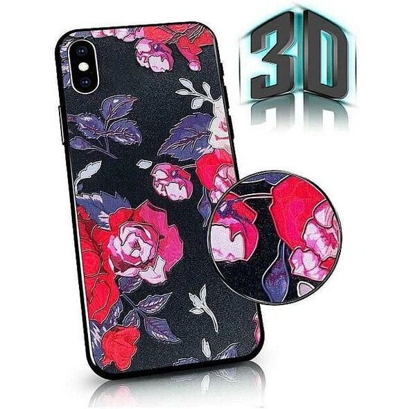 Θήκη Πίσω Mocco Flowers 3D για Apple Iphone 7 / 8 Μαύρο