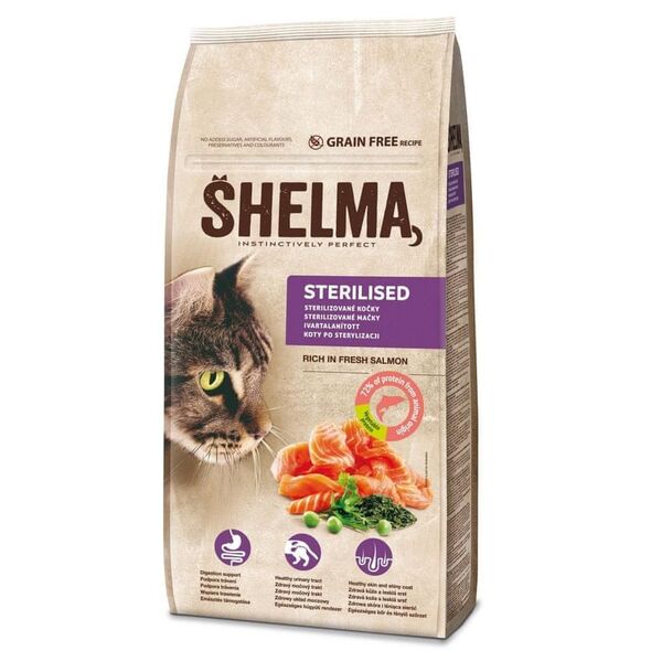 SHELMA karma sucha dla kotów sterylizowanych. Z łososiem 8kg