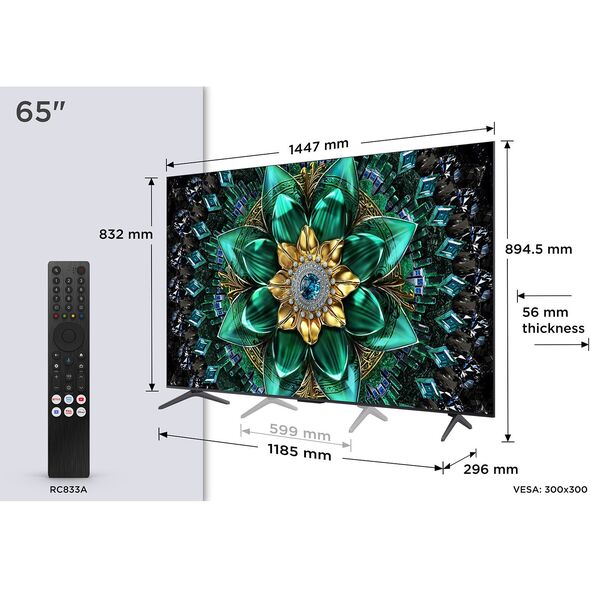 TCL Q6C 65Q6C Telewizor 165,1 cm (65") 4K Ultra HD Smart TV Wi-Fi Metaliczny