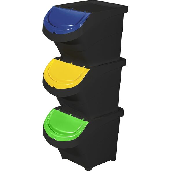 Atkritumu tvertnu komplekts 3 gab. Eco Solution Set 3 26L 31x43 5x92cm melna-zila/dzeltena/zala 8000303316817