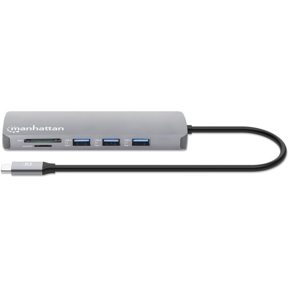 Manhattan 190459 stacja dokująca Przewodowa USB 3.2 Gen 1 (3.1 Gen 1) Type-C Szary