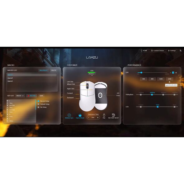 Mysz Lamzu Paro Aurora 8K Wireless White