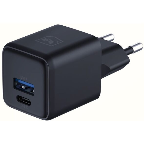 Ładowarka sieciowa 3MK Hyper GaN Charger 20W 1xUSB-A 1XUSB-C PD QC4+ czarny