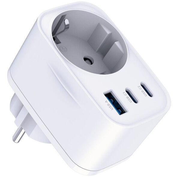 Adapter sieciowy 3MK Hyper Comfort       Charger 30W 1xUSB-A 2xUSB-C 1xSchuko PD QC3.0 biały