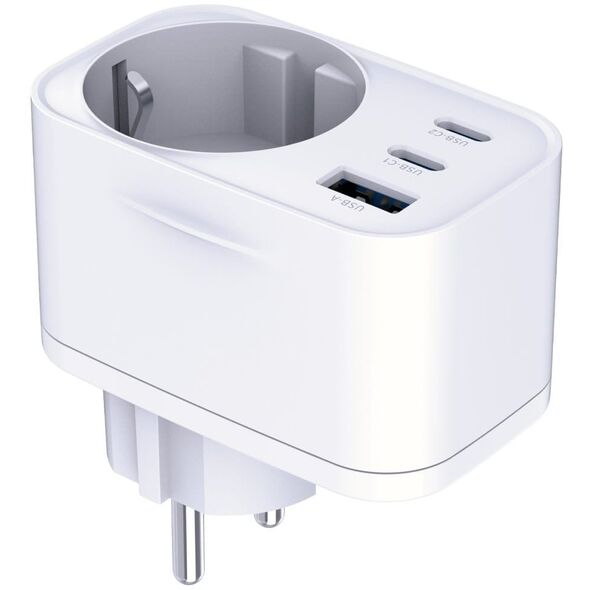 Adapter sieciowy 3MK Hyper Comfort       Charger 30W 1xUSB-A 2xUSB-C 1xSchuko PD QC3.0 biały